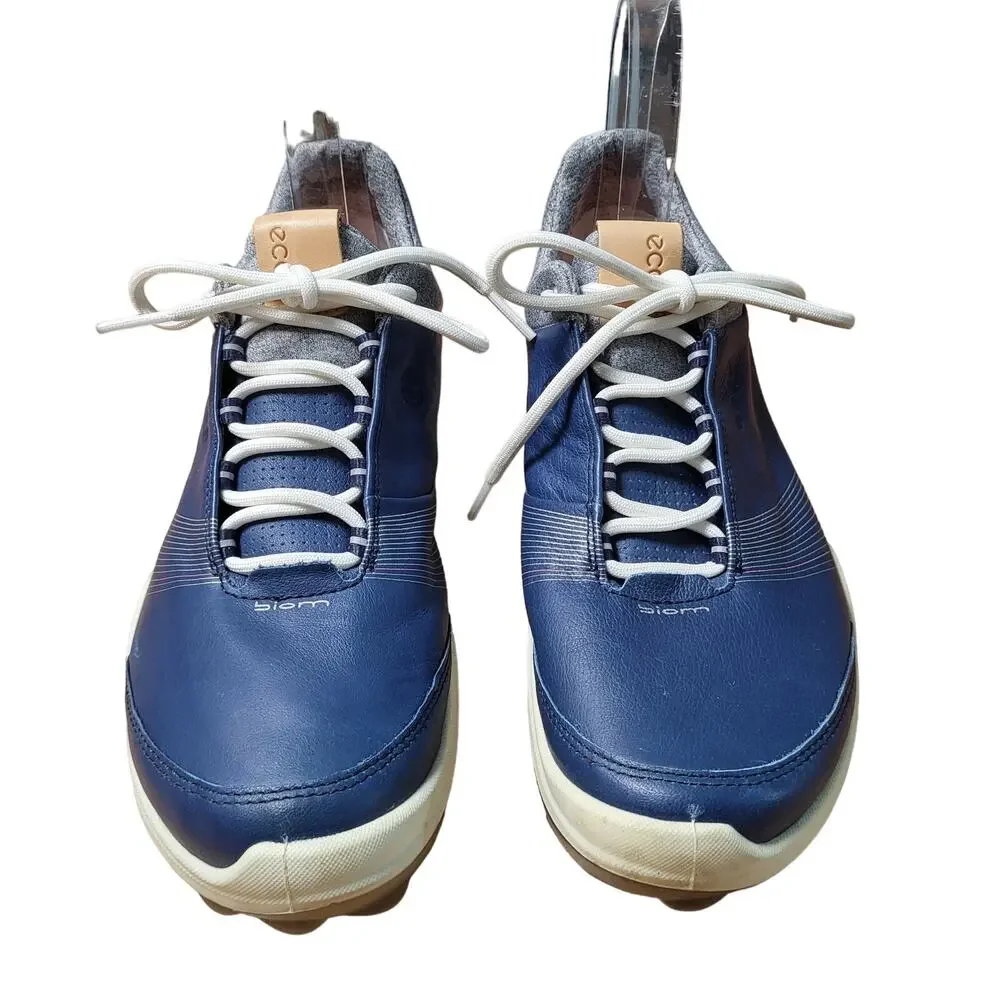 Ecco Biom Gore Tex Blue Leather Lace Up Golf Shoes Women's Size 9 Extra Width